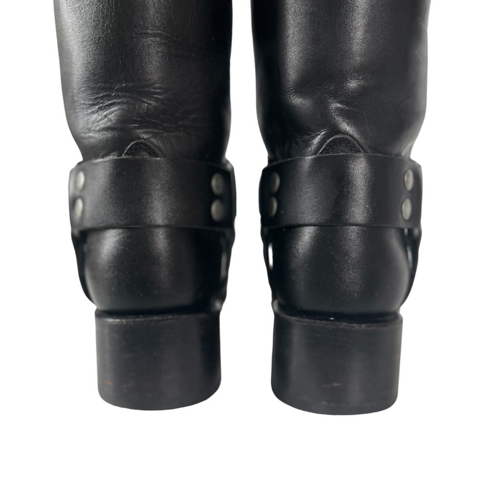 Frye Vintage Y2K Black Leather Square Toe Harness Boots Size 6.5 - Picture 8 of 13
